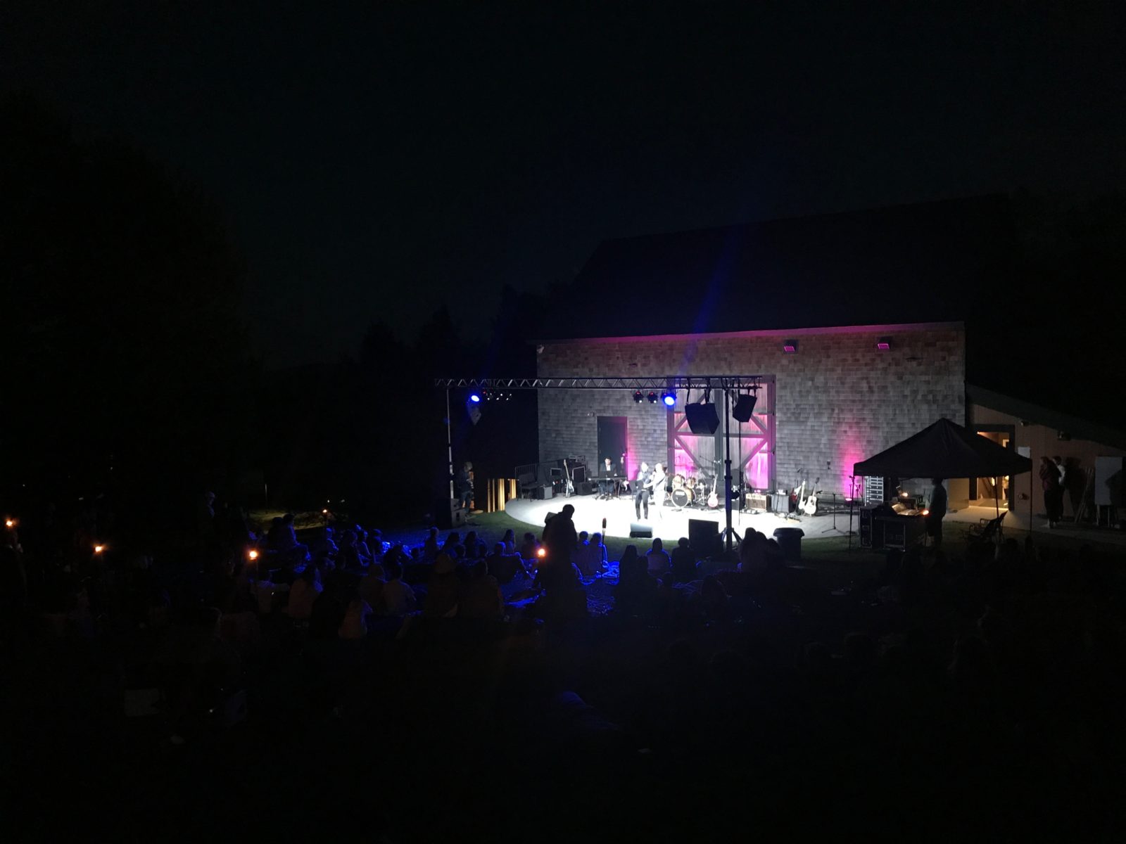 Outdoor concert sound and lighting for Dublin School Coffeehouse