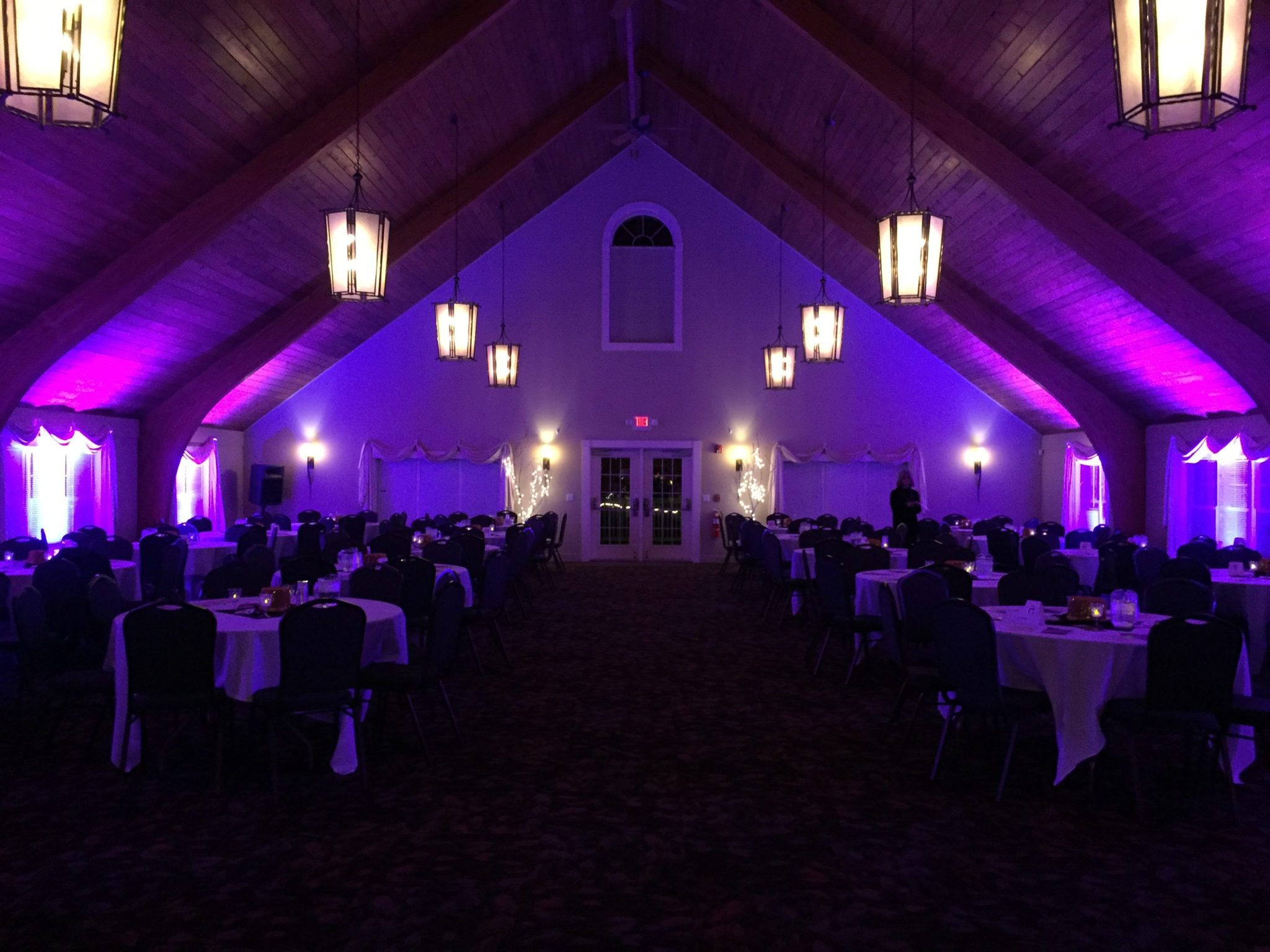 Uplighting for an MFS Event at The Shattuck in Jaffrey, NH